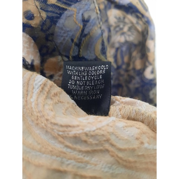 Analogy Embroidered Tan and Blue Button Front Blazer Jacket PL - Picture 6 of 7